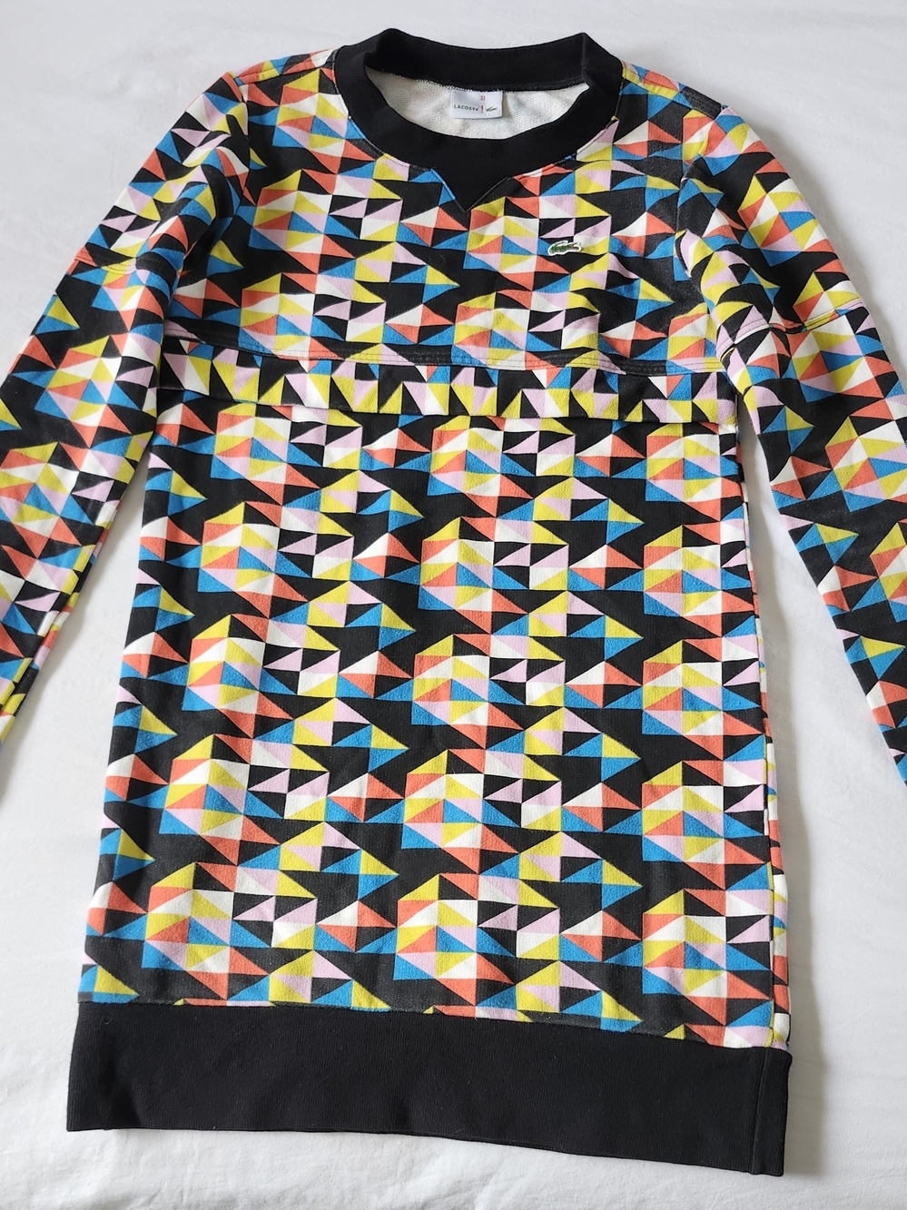 Lacoste Black Multicolor Geometric Crewneck Sweater